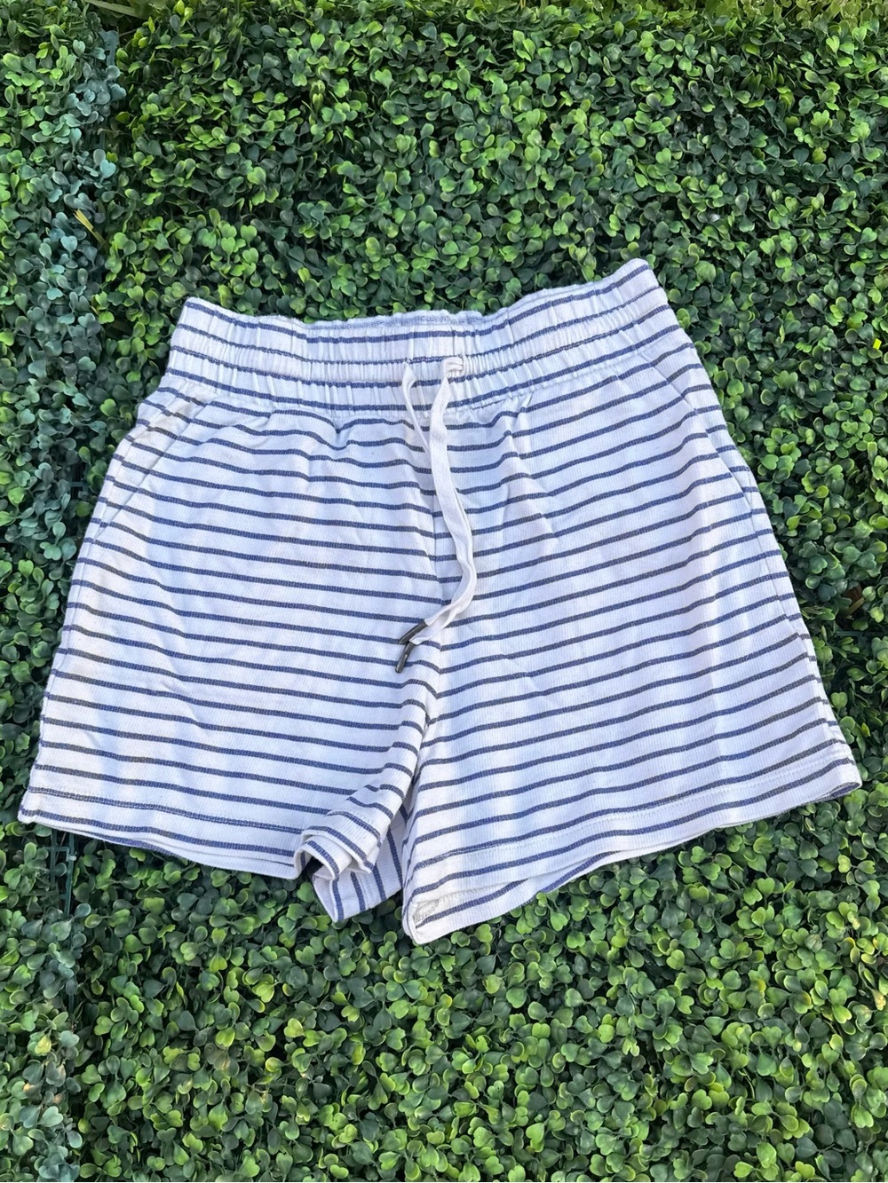 a new day White and Blue Striped Drawstring Shorts